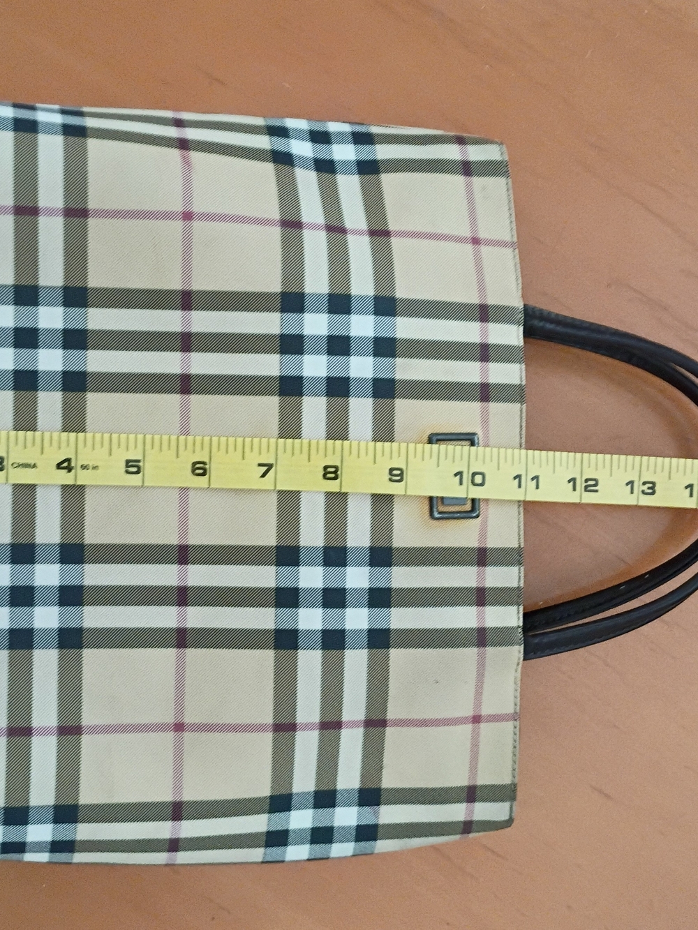 Burberry Beige Small Nova CheckTote with Dark Brown Handles - Picture 6 of 11